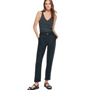 POETRY Size 6 Women’s 100% Linen Zip Up Pants Dark Gray EUC